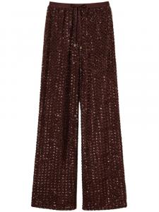 TWINSET широкие брюки с пайетками, коричневый