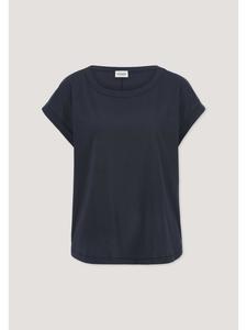 Футболка Hessnatur Light Slub свободного кроя, изготовлена из чистого органического хлопка, темно-синего цвета