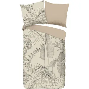 Двустороннее постельное белье «Доброе утро»Sym», хлопок, 135x200, 2 предмета, молния, двусторонний вид, простое, песочный Good Morning