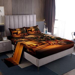 Erosebridal Комплект постельного белья с новогодним принтом и рождественской тематикой для детей, Pastel Yellow