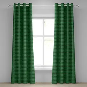 Ирландская штора на люверсах ABAKUHAUS, винтажный узор в виде ромбов, тартан, горошек, декоративная двухпанельная штора на окно, 280 см x 245 см, цвет: зеленый, темно-зеленый, белый