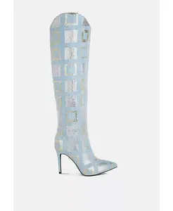 Ботфорты Sharmin с пайетками в клетку London Rag, синий