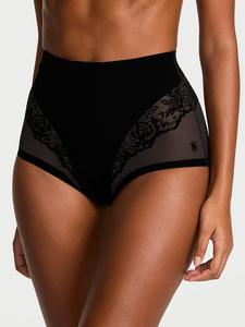 Прозрачные трусики-слипы с розовым кружевом Victoria'S Secret, black