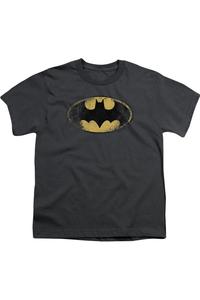 Футболка с разрушенным логотипом Batman для детей Gildan, Charcoal