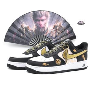 Nike Скользостойкие амортизирующие износостойкие лоу-топ скейтбордские кроссовки унисекс черный золотой белый - черный белый золотой, цвет Black White Gold