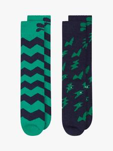 Детские носки Puddlestomper из шерстяной смеси Muddy Puddles, Pack of 2, Green/Navy