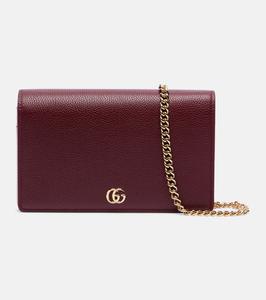 Кошелёк на цепочке GG Marmont из кожи Gucci, Rosso Anc/Mill. Pink