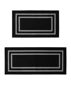 Комплект из двух ковров-дорожек с двойной окантовкой и ворсом Nautica, черный/серый