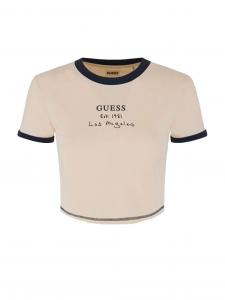 Футболка классическая укороченная футболка лос-анджелес Guess, бежевый