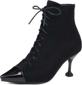 Стильные женские ботильоны с заостренным носком и каблуком-стилетом Renessmi, Black 1
