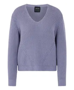 Фиолетовый вязаный свитер с V-образным вырезом Marc Cain, фиолетовый