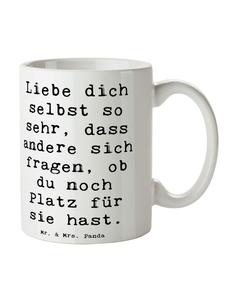 Кружка с надписью Самопринятие и любовь на белом фоне Mr. & Mrs. Panda