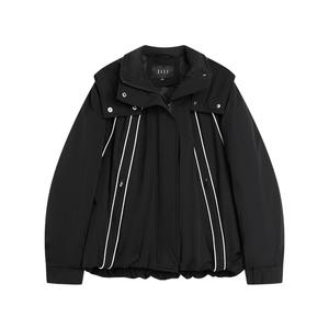 ELLE Пуховик женский черный с капюшоном утепленный