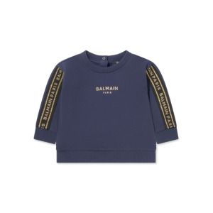 Balmain Kids logo-print cotton sweatshirt, синий