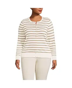 Кардиган из тонкого хлопкового трикотажа больших размеров Lands' End, белый