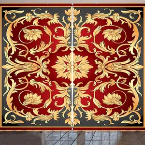 Штора ARANDE с турецким узором, османский спиральный узор в виде листвы, рама в изысканном королевском и ретро-стиле, 280 x 175 см, горчично-черный рубиновый Abakuhaus