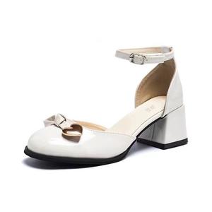 Туфли Mary Jane Chunky Heel High Heels Women's TAOLEI, Ecru