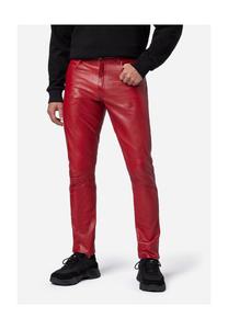 Мужские кожаные брюки приталенного кроя, кожаные брюки с 5 карманами из кожи ягненка - приталенный крой RICANO, цвет Rot Weite Zoll