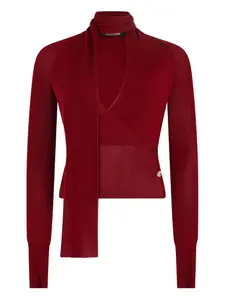 Топ в рубчик с запахом Roberto Cavalli, красный