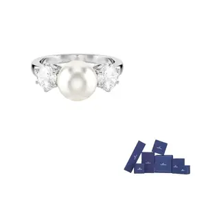 Матричное кольцо Crystal Pearl Swarovski, серебряный