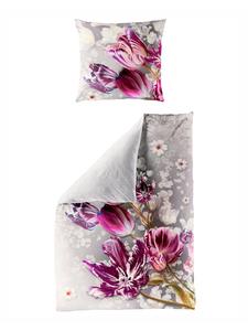 Jack Комплект постельного белья Mako из атласа, 2 предмета, 135x200 см, тюльпаны фиолетового цвета