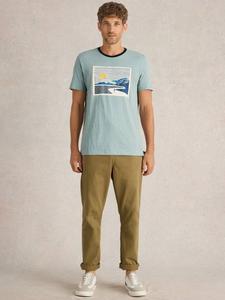 Хлопчатобумажная футболка с пикантным графическим рисунком обычного кроя с коротким рукавом White Stuff, синий/разноцветный