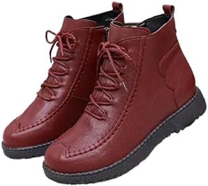 Женские ботинки с подошвой Oxford, утепленные флисом, плотные термоботинки, кожаная подошва Oxford, нескользящие повседневные ботинки, зимние теплые снежные ботинки. Vannida, Red