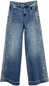 Женские джинсы Hot Rhinestone с высокой талией и свободным кроем