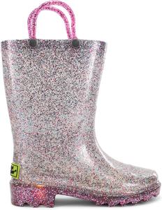 Детские водонепроницаемые светящиеся резиновые сапоги Western Chief с ручками для удобного надевания и снятия для мальчиков и девочек, Multi Glitter