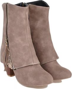 Женские теплые сапоги Yiozoi до икры, осень и зима, уличные, с устойчивым каблуком, износостойкие, боковая молния, удобные повседневные женские ботинки, Apricot