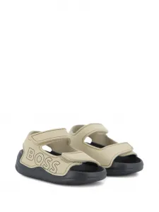 Босоножки с ремешком с логотипом BOSS Kidswear, бежевый