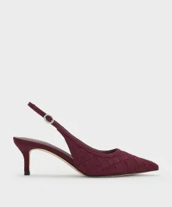 Плетеные туфли-лодочки с острым носком и открытой пяткой Charles & Keith, цвет Burgundy