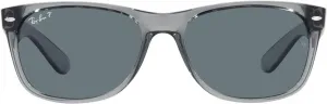 Солнцезащитные очки Ray-Ban RB2132 New Wayfarer с поляризованными линзами, квадратной формы, Transparent Grey/Dark Blue Polarized