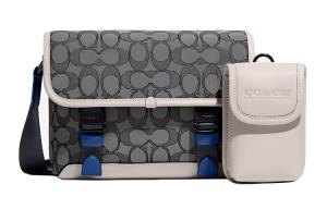 COACH Кожаный мессенджер сумка через плечо унисекс черный серый белый