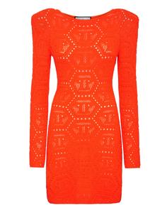 Трикотажное мини-платье Fluo с монограммой PHILIPP PLEIN, цвет orange fluo