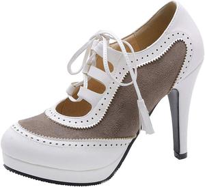 Женские ботильоны LUXMAX на шнуровке с высоким каблуком и платформой, 2White