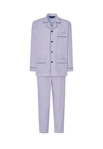 Мужская пижама из поплина с длинным воротником с лацканами в полоску белая El Búho NOCTURNO