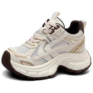 Дышащие кроссовки для увеличения роста, низкие, массивные, женские JESSICA SOPHIA, Light Coffee
