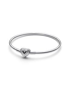 Браслет Pandora Radiating Heart Clasp Bangle, стерлинговое серебро