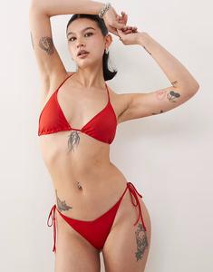 Плавки бикини Monki Mix and Match с завязками по бокам темно-красного цвета