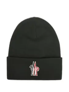 Шерстяная шапка с нашивкой-логотипом Moncler Grenoble, зеленый