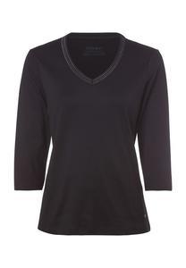 Базовая рубашка, чистый хлопок, с декорированным V-образным вырезом, женская olsen, черный