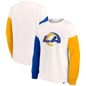 Женский пуловер с логотипом Fanatics белого цвета с цветными блоками Los Angeles Rams Fanatics