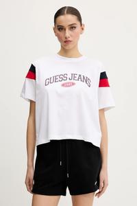 Хлопковая футболка Guess Jeans, белый