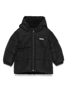 Пуховик с логотипом BOSS Kidswear, черный