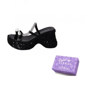 Alxnan Женские сандалии на одной застежке черные, цвет Black