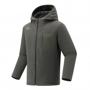 Бархатная куртка унисекс с капюшоном, средней высоты Mizuno, серый lake зеленый