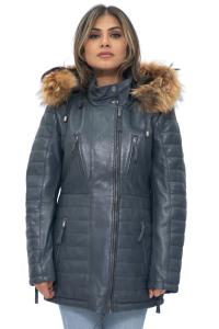 Стеганая куртка-парка из кожи куритиба Infinity Leather, синий