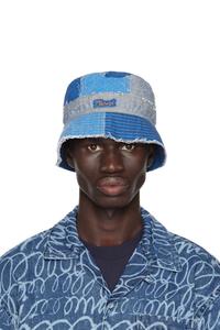 Синяя джинсовая панама в стиле пэчворк Marni