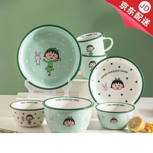 Modern Housewife Набор керамической посуды Modengzhufu с вишневым цветом и мультяшным рисунком, подходит для микроволновки, в гонконгском стиле, дизайн с маленькими шариками, глубокая тарелка 18 см, белый цвет, 1 предмет